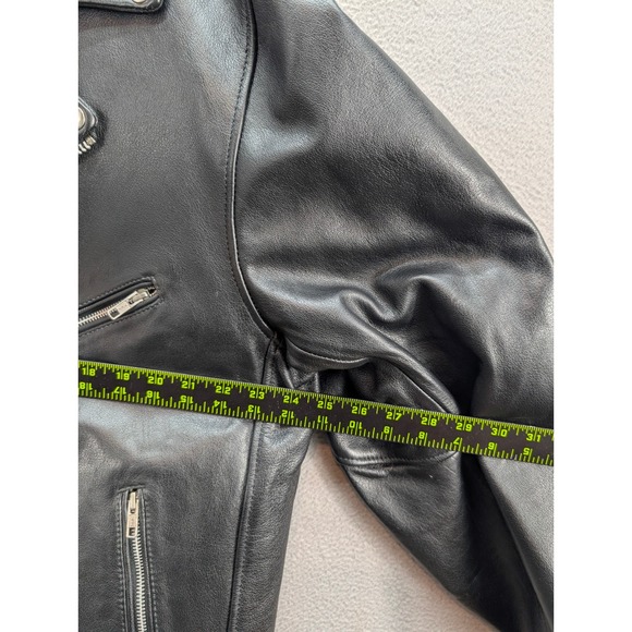 Vintage Allstate Leather Black Biker Motorcycle Jacket Men's 52 Liner Zip Heavy - Picture 7 of 13